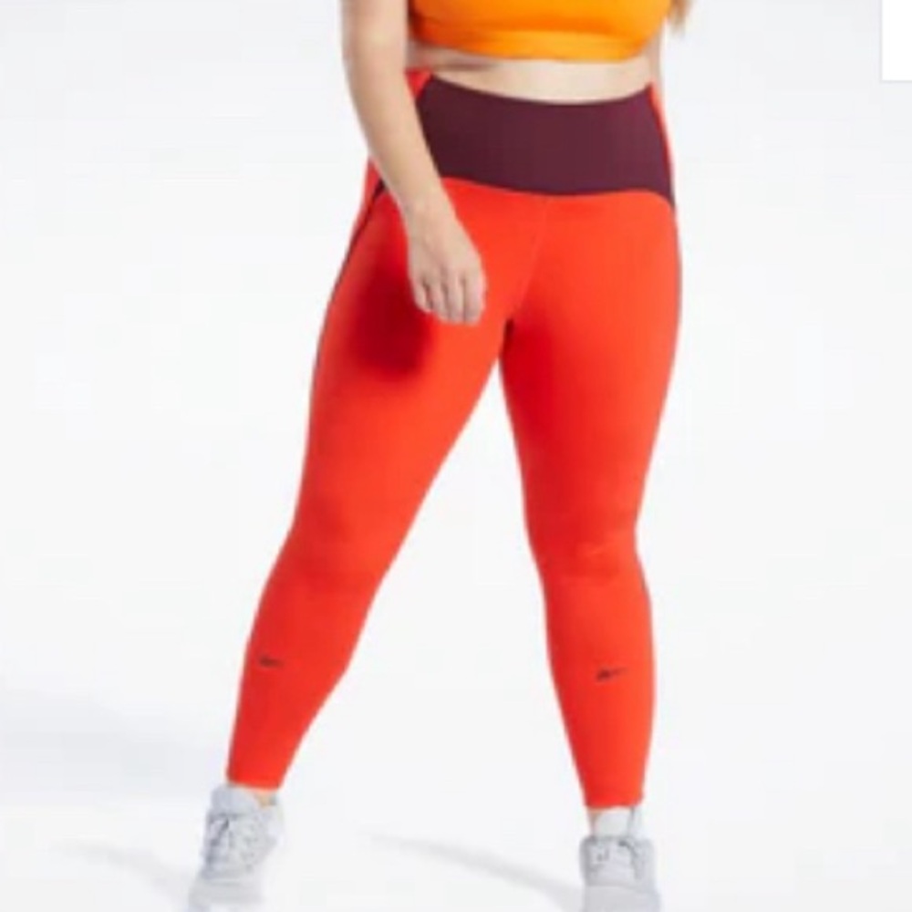 Reebok Lux Perform High-Rise Tights in Bold Red